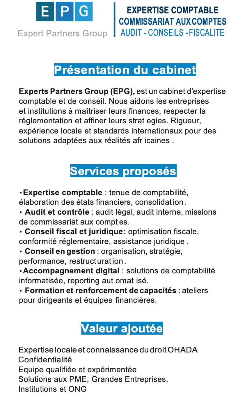 Présentation du Cabinet EPG 